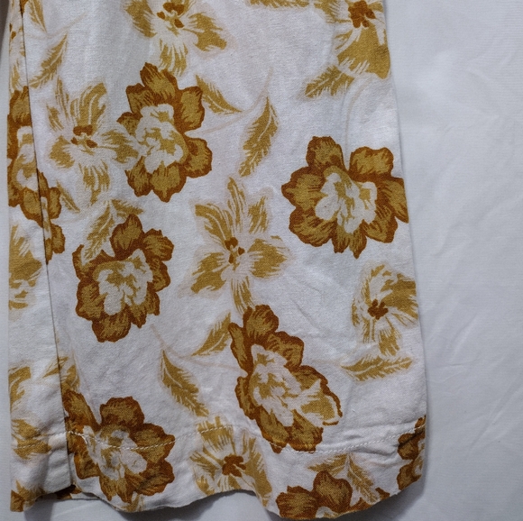 Rachel Zoe Linen Blend Floral Wide-Leg Pants Womens XL White Brown Boho Retro - Picture 4 of 8